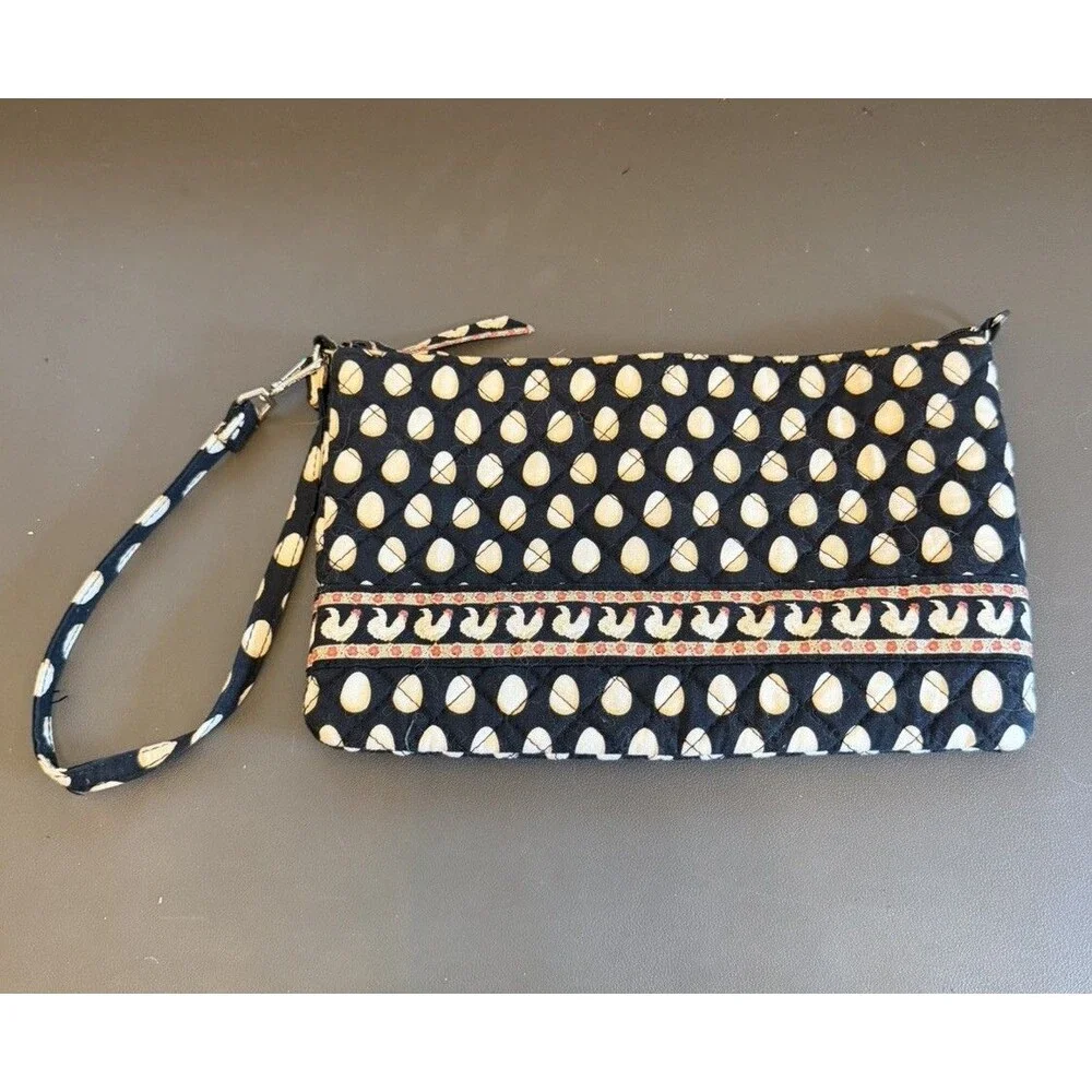 Vintage Vera Bradley Quilted Bag Retired Chanticleer Egg Pattern Wristlet